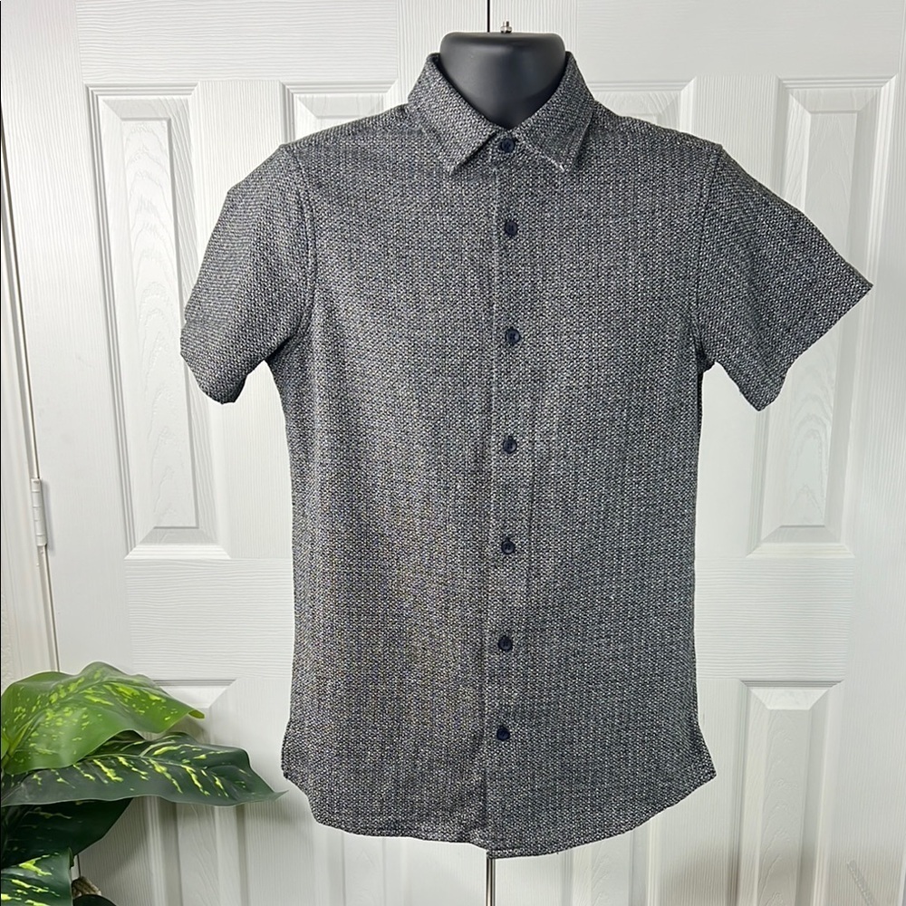 Hudson & Barrow Men’s Medium Grey Short Sleeve Button Up Polo NWOT Size S